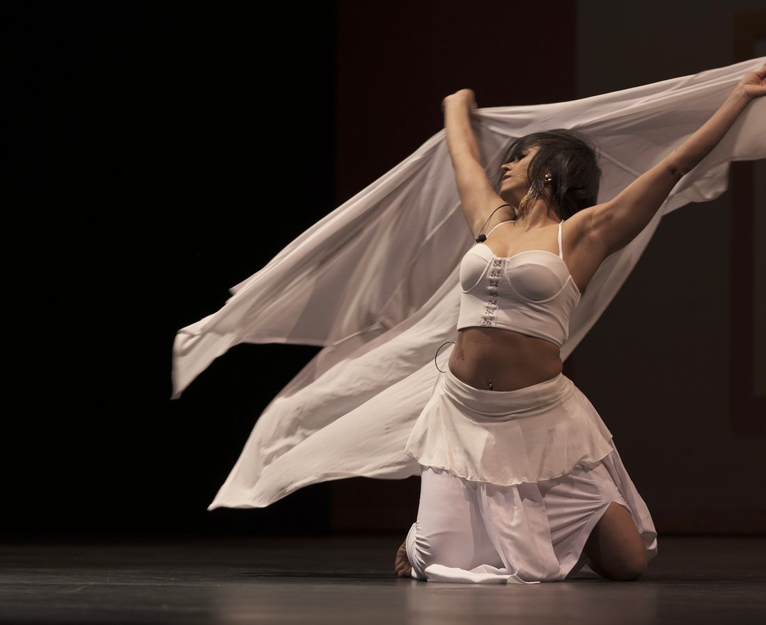 The Silver Poet — dancer with white fabric