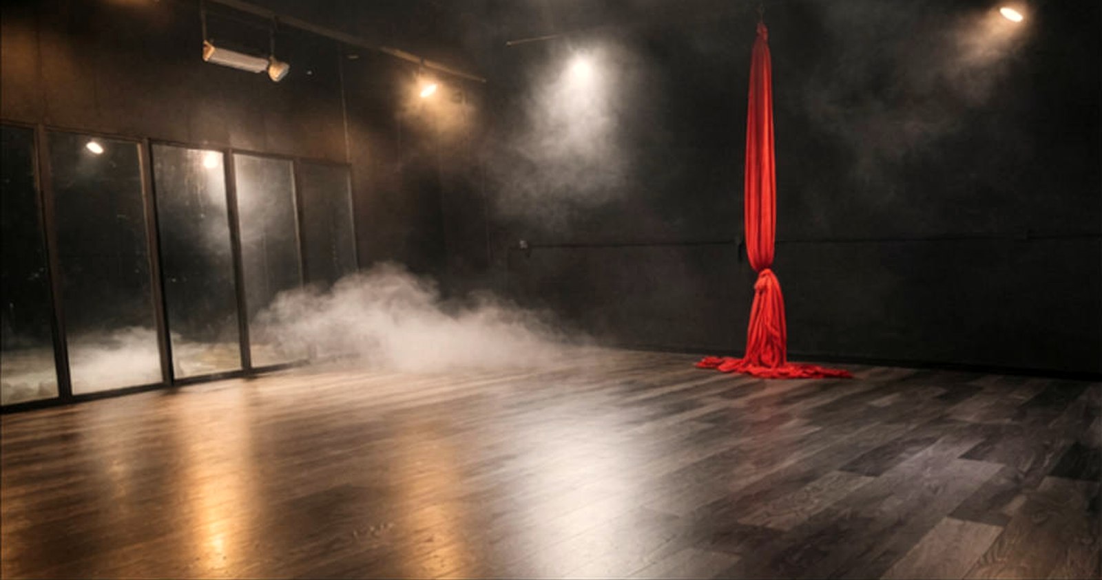 The black box wide, with aerial silk rigged